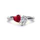 1 - Sasha IGI Certified Pear Shape Lab Grown Diamond & Heart Shape Lab Created Ruby 2 Stone Duo Ring 
