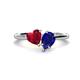 1 - Sasha Heart & Pear Shape Created Ruby & Created Blue Sapphire 2 Stone Duo Ring 