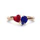 1 - Sasha Heart & Pear Shape Created Ruby & Created Blue Sapphire 2 Stone Duo Ring 