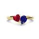 1 - Sasha Heart & Pear Shape Created Ruby & Created Blue Sapphire 2 Stone Duo Ring 