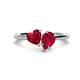 1 - Sasha Heart & Pear Shape Lab Created Ruby 2 Stone Duo Ring 