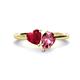 1 - Sasha Heart Shape Lab Created Ruby & Pear Shape Pink Tourmaline 2 Stone Duo Ring 
