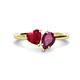 1 - Sasha Heart Shape Lab Created Ruby & Pear Shape Rhodolite Garnet 2 Stone Duo Ring 