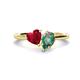 1 - Sasha Heart & Pear Shape Created Ruby & Created Alexandrite 2 Stone Duo Ring 
