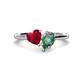 1 - Sasha Heart & Pear Shape Created Ruby & Created Alexandrite 2 Stone Duo Ring 