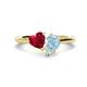 1 - Sasha Heart Shape Lab Created Ruby & Pear Shape Aquamarine 2 Stone Duo Ring 