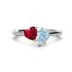 1 - Sasha Heart Shape Lab Created Ruby & Pear Shape Aquamarine 2 Stone Duo Ring 