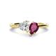 1 - Sasha GIA Certified Heart Shape Diamond & Pear Shape Rhodolite Garnet Stone Duo Ring 