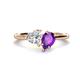 1 - Sasha IGI Certified Heart Shape Lab Grown Diamond & Pear Shape Amethyst Stone Duo Ring 