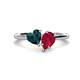 1 - Sasha Heart Shape London Blue Topaz & Pear Shape Lab Created Ruby 2 Stone Duo Ring 