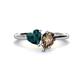 1 - Sasha Heart Shape London Blue Topaz & Pear Shape Smoky Quartz 2 Stone Duo Ring 