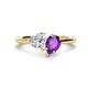 1 - Sasha Heart Shape Forever One Moissanite & Pear Shape Amethyst 2 Stone Duo Ring 