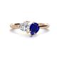 1 - Sasha Heart Shape Forever One Moissanite & Pear Shape Lab Created Blue Sapphire 2 Stone Duo Ring 