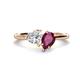 1 - Sasha Heart Shape Forever One Moissanite & Pear Shape Rhodolite Garnet 2 Stone Duo Ring 