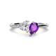 1 - Sasha Heart Shape Forever Brilliant Moissanite & Pear Shape Amethyst 2 Stone Duo Ring 