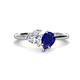 1 - Sasha Heart Shape Forever Brilliant Moissanite & Pear Shape Lab Created Blue Sapphire 2 Stone Duo Ring 