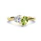 1 - Sasha Heart Shape Forever Brilliant Moissanite & Pear Shape Peridot 2 Stone Duo Ring 