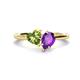 1 - Sasha Heart Shape Peridot & Pear Shape Amethyst 2 Stone Duo Ring 