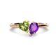 1 - Sasha Heart Shape Peridot & Pear Shape Amethyst 2 Stone Duo Ring 