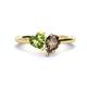 1 - Sasha Heart Shape Peridot & Pear Shape Smoky Quartz 2 Stone Duo Ring 