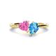1 - Sasha Heart Shape Lab Created Pink Sapphire & Pear Shape Blue Topaz 2 Stone Duo Ring 