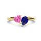 1 - Sasha Heart & Pear Shape Created Pink Sapphire & Created Blue Sapphire 2 Stone Duo Ring 