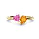 1 - Sasha Heart Shape Lab Created Pink Sapphire & Pear Shape Citrine 2 Stone Duo Ring 