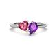 1 - Sasha Heart Shape Pink Tourmaline & Pear Shape Amethyst 2 Stone Duo Ring 