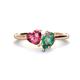 1 - Sasha Heart Shape Pink Tourmaline & Pear Shape Lab Created Alexandrite 2 Stone Duo Ring 