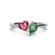 1 - Sasha Heart Shape Pink Tourmaline & Pear Shape Lab Created Alexandrite 2 Stone Duo Ring 