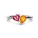 1 - Sasha Heart Shape Pink Tourmaline & Pear Shape Citrine 2 Stone Duo Ring 