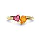 1 - Sasha Heart Shape Pink Tourmaline & Pear Shape Citrine 2 Stone Duo Ring 
