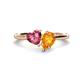 1 - Sasha Heart Shape Pink Tourmaline & Pear Shape Citrine 2 Stone Duo Ring 
