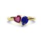 1 - Sasha Heart Shape Rhodolite Garnet & Pear Shape Lab Created Blue Sapphire 2 Stone Duo Ring 