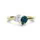 1 - Sasha Heart Shape Lab Created White Sapphire & Pear Shape London Blue Topaz 2 Stone Duo Ring 