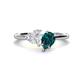 1 - Sasha Heart Shape Lab Created White Sapphire & Pear Shape London Blue Topaz 2 Stone Duo Ring 