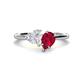 1 - Sasha Heart & Pear Shape Created White Sapphire & Created Ruby 2 Stone Duo Ring 