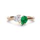 1 - Sasha Heart & Pear Shape Created White Sapphire & Created Emerald 2 Stone Duo Ring 