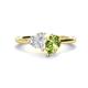 1 - Sasha Heart Shape Lab Created White Sapphire & Pear Shape Peridot 2 Stone Duo Ring 