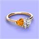 3 - Sasha Heart Shape Citrine & Pear Shape Forever Brilliant Moissanite 2 Stone Duo Ring 