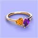 3 - Sasha Heart Shape Citrine & Pear Shape Amethyst 2 Stone Duo Ring 