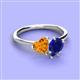 3 - Sasha Heart Shape Citrine & Pear Shape Lab Created Blue Sapphire 2 Stone Duo Ring 
