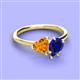3 - Sasha Heart Shape Citrine & Pear Shape Lab Created Blue Sapphire 2 Stone Duo Ring 