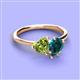 3 - Sasha Heart Shape Peridot & Pear Shape London Blue Topaz 2 Stone Duo Ring 