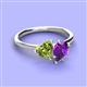 3 - Sasha Heart Shape Peridot & Pear Shape Amethyst 2 Stone Duo Ring 