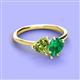 3 - Sasha Heart Shape Peridot & Pear Shape Lab Created Emerald 2 Stone Duo Ring 