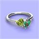3 - Sasha Heart Shape Peridot & Pear Shape Lab Created Alexandrite 2 Stone Duo Ring 