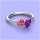3 - Sasha Heart Shape Pink Tourmaline & Pear Shape Amethyst 2 Stone Duo Ring 