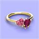 3 - Sasha Heart Shape Pink Tourmaline & Pear Shape Rhodolite Garnet 2 Stone Duo Ring 