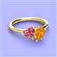 3 - Sasha Heart Shape Pink Tourmaline & Pear Shape Citrine 2 Stone Duo Ring 